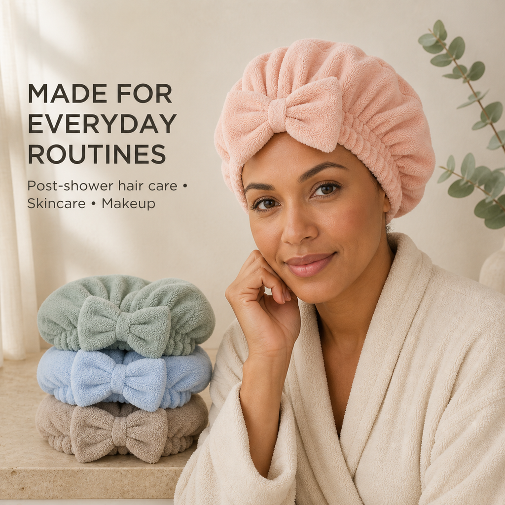 Made for everyday routines - post-shower hair care, skincare, makeup