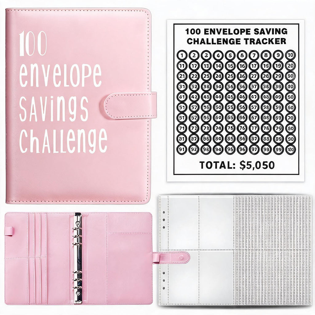 100 Envelope Savings Challenge Binder - Blue