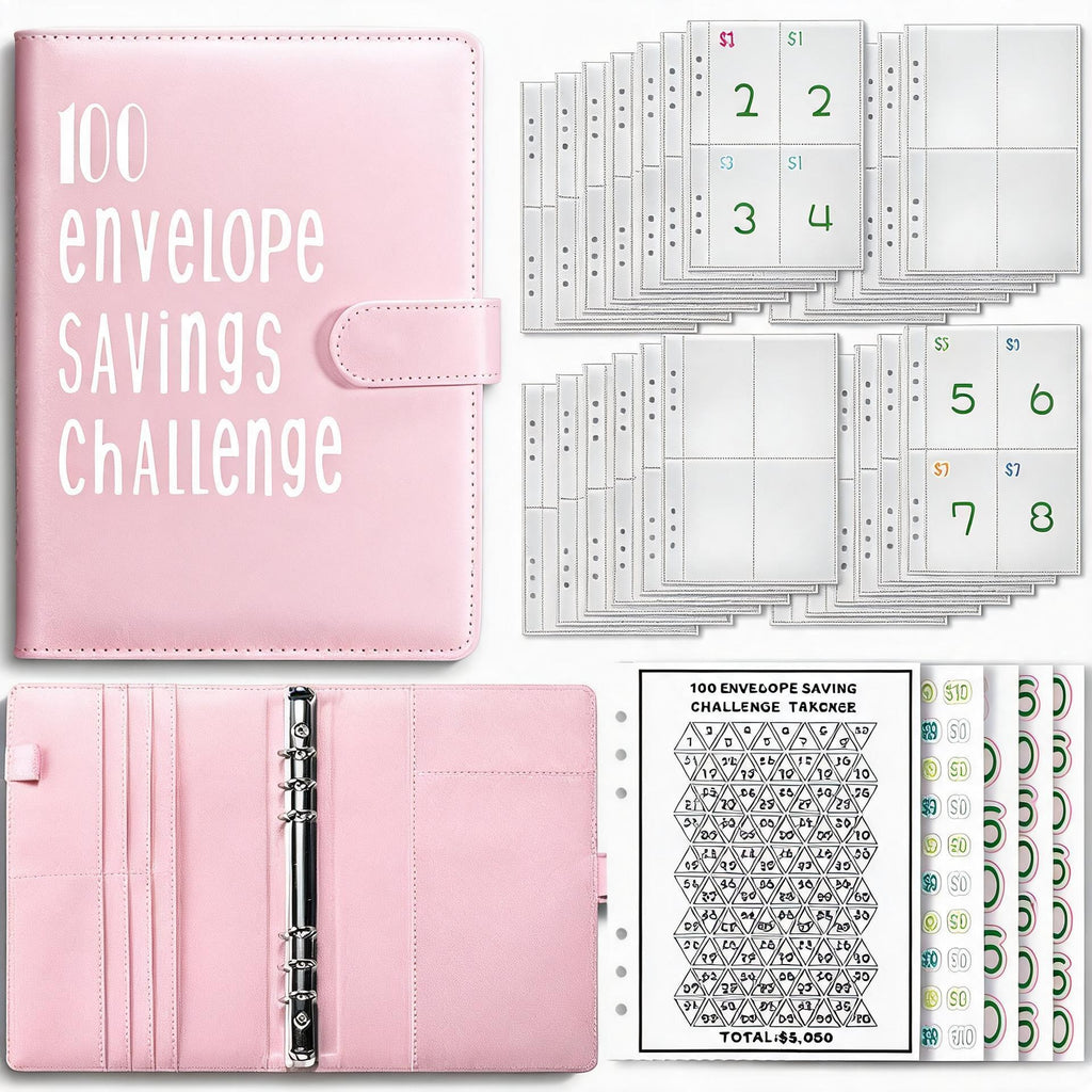 100 Envelope Savings Challenge Binder - Open view