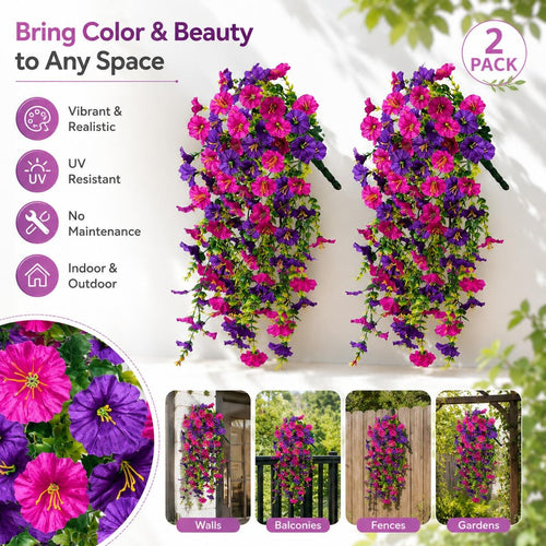 Artificial hanging flowers - Purple Morning Glory