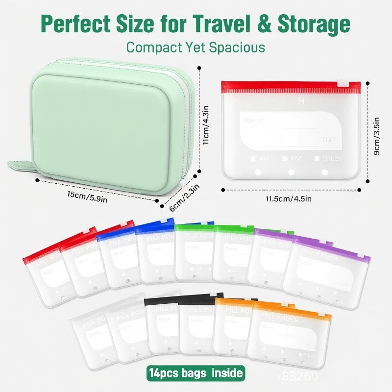 Color-coded PVC pouches detail