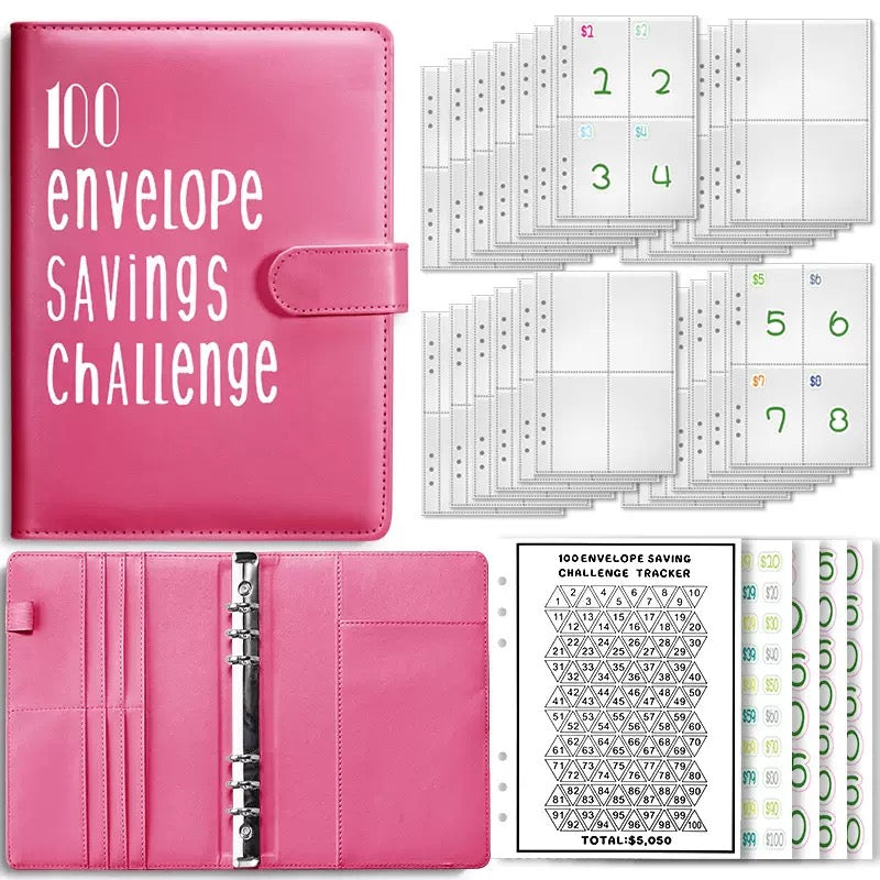 100 Envelope Savings Challenge Binder – 100-Day Budget Planner with Cash Envelopes & Savings Tracker