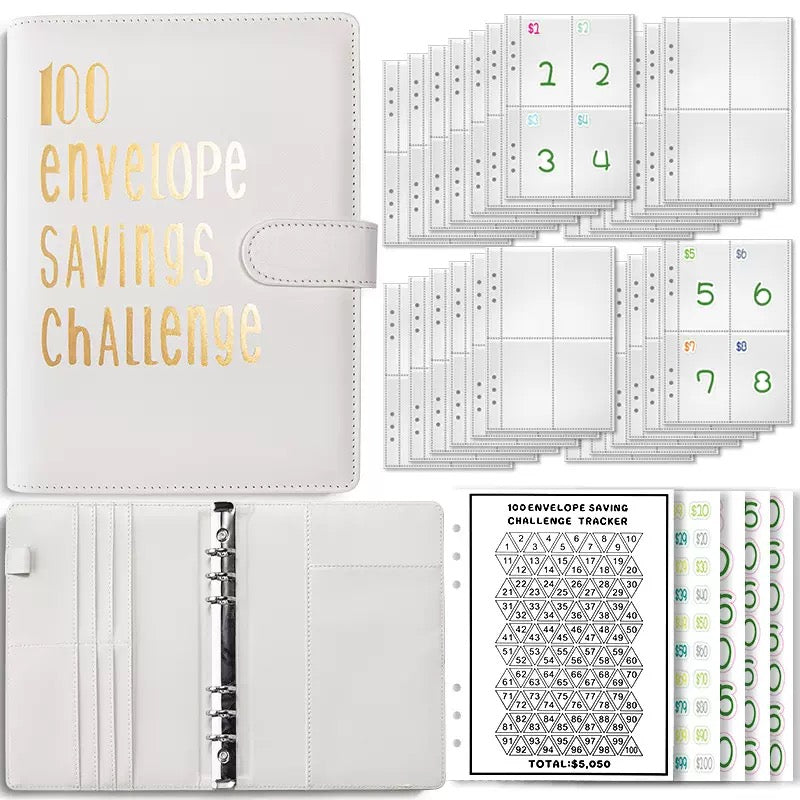 100 Envelope Savings Challenge Binder – 100-Day Budget Planner with Cash Envelopes & Savings Tracker