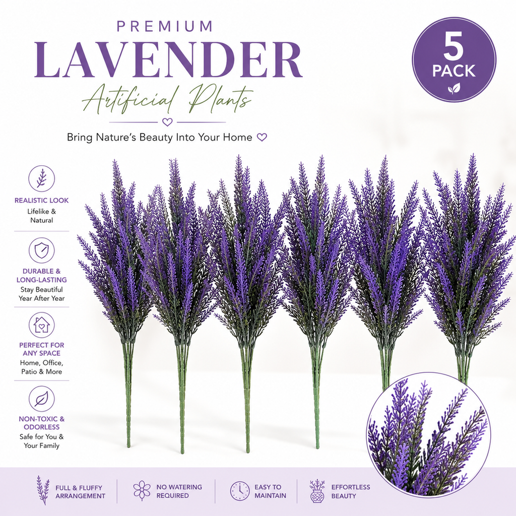 Premium Lavender Artificial Plant - size reference