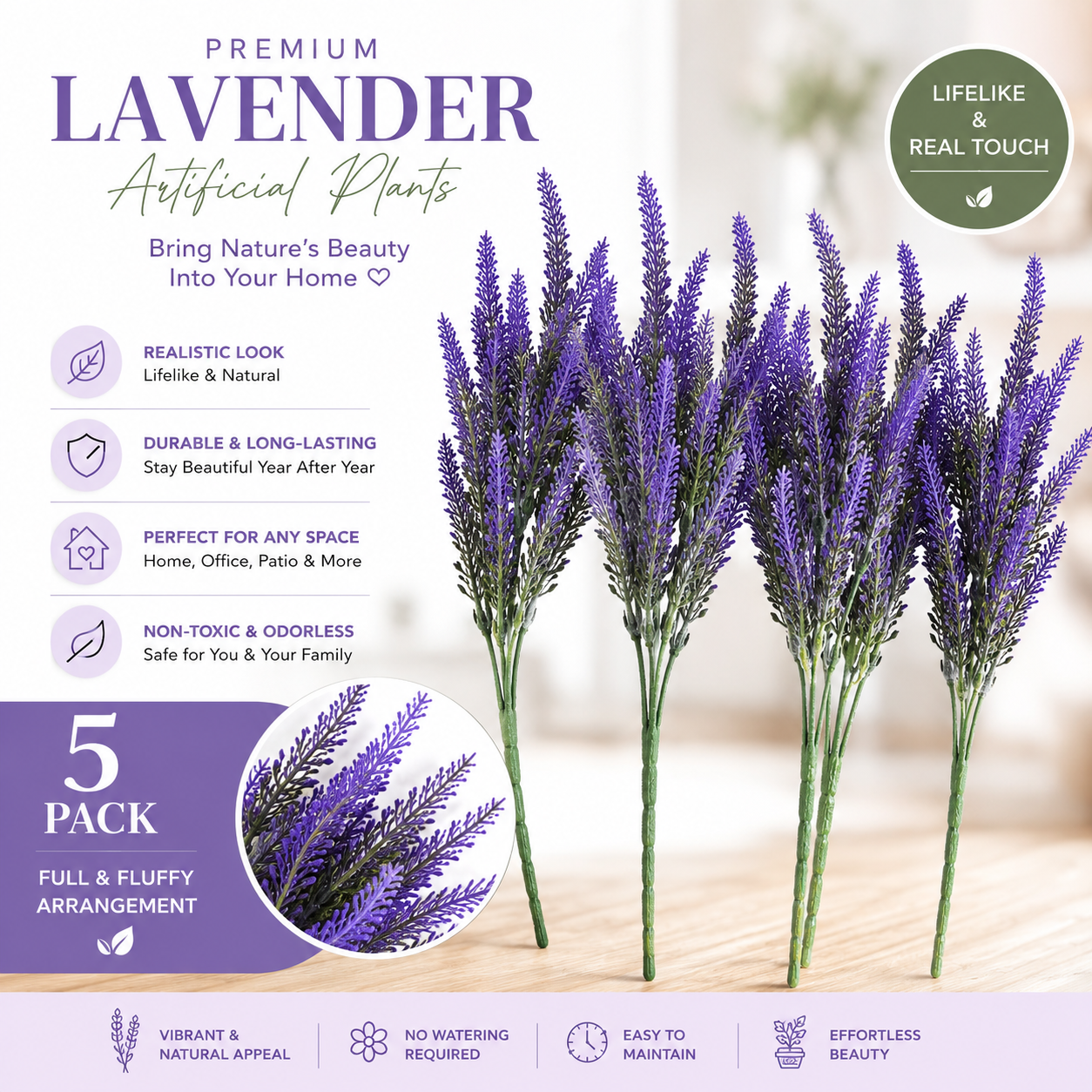 Premium Lavender Artificial Plant - bundle detail