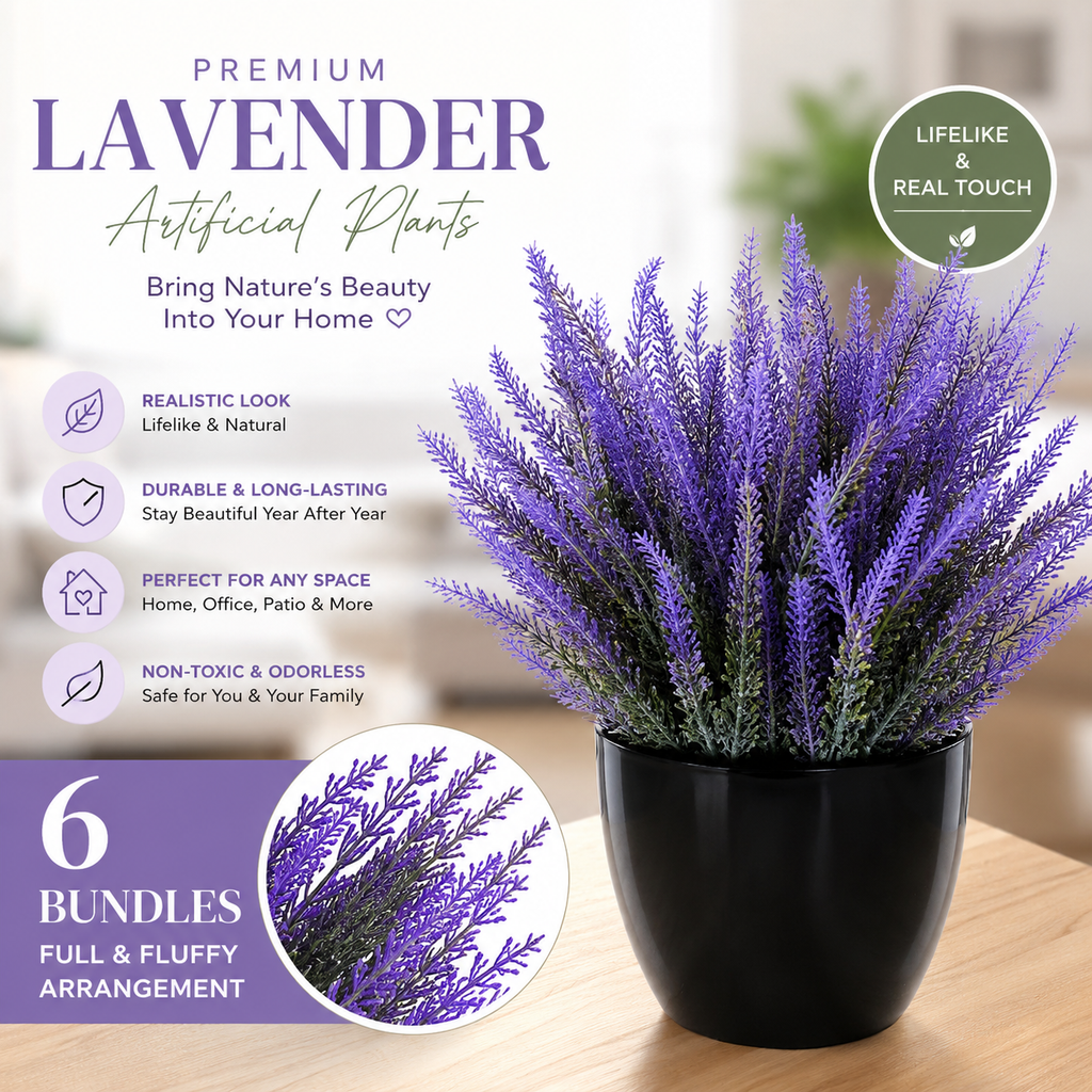 Premium Lavender Artificial Plant - arrangement close up